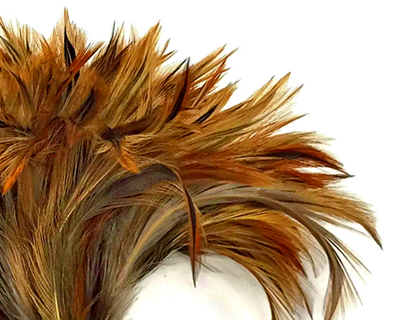 1 Yard - Furnace Red Strung Rooster Neck Hackle Wholesale Feathers (Bulk)