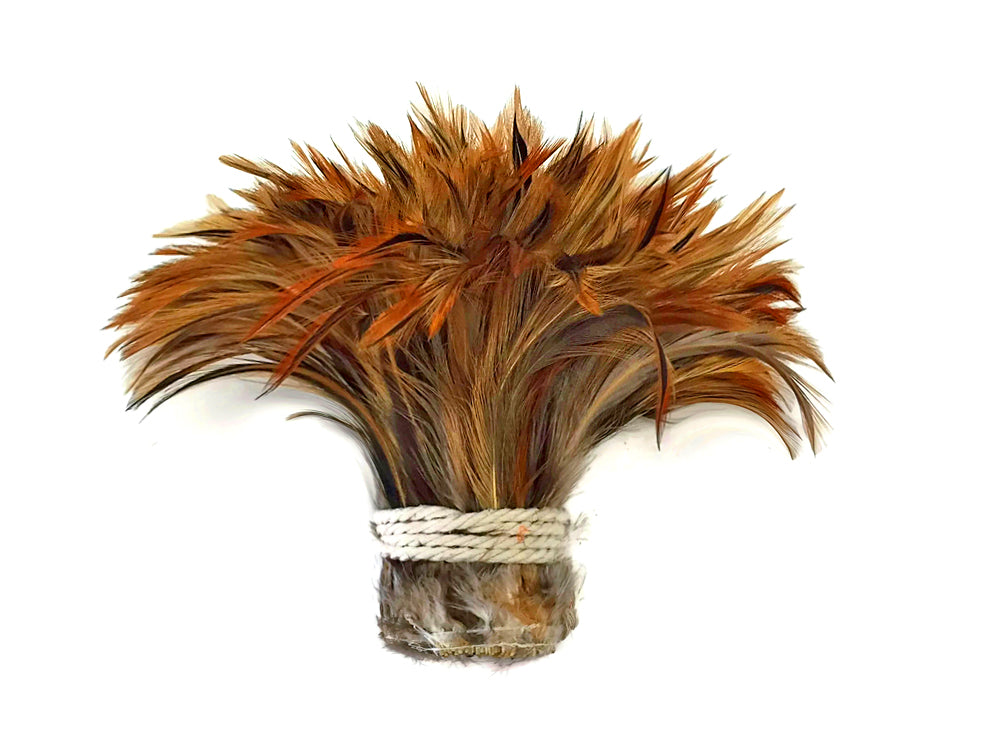 1 Yard - Furnace Red Strung Rooster Neck Hackle Wholesale Feathers (Bulk)