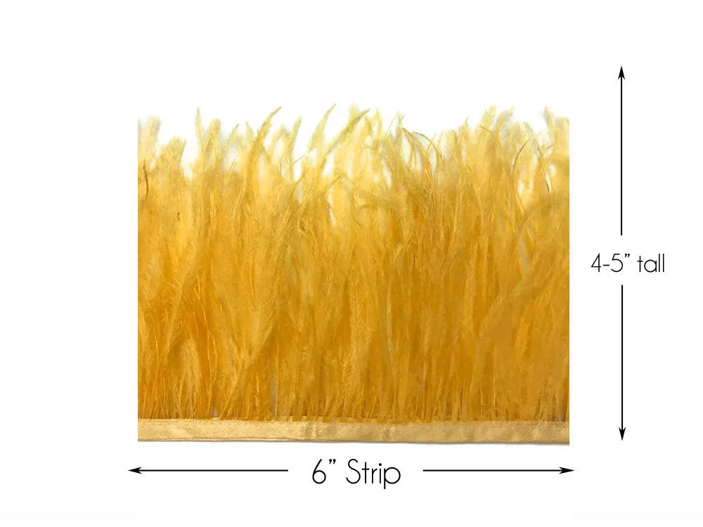 6-inch gold feather trim strip, 4-5 inches tall for DIY crafts and fashion décor