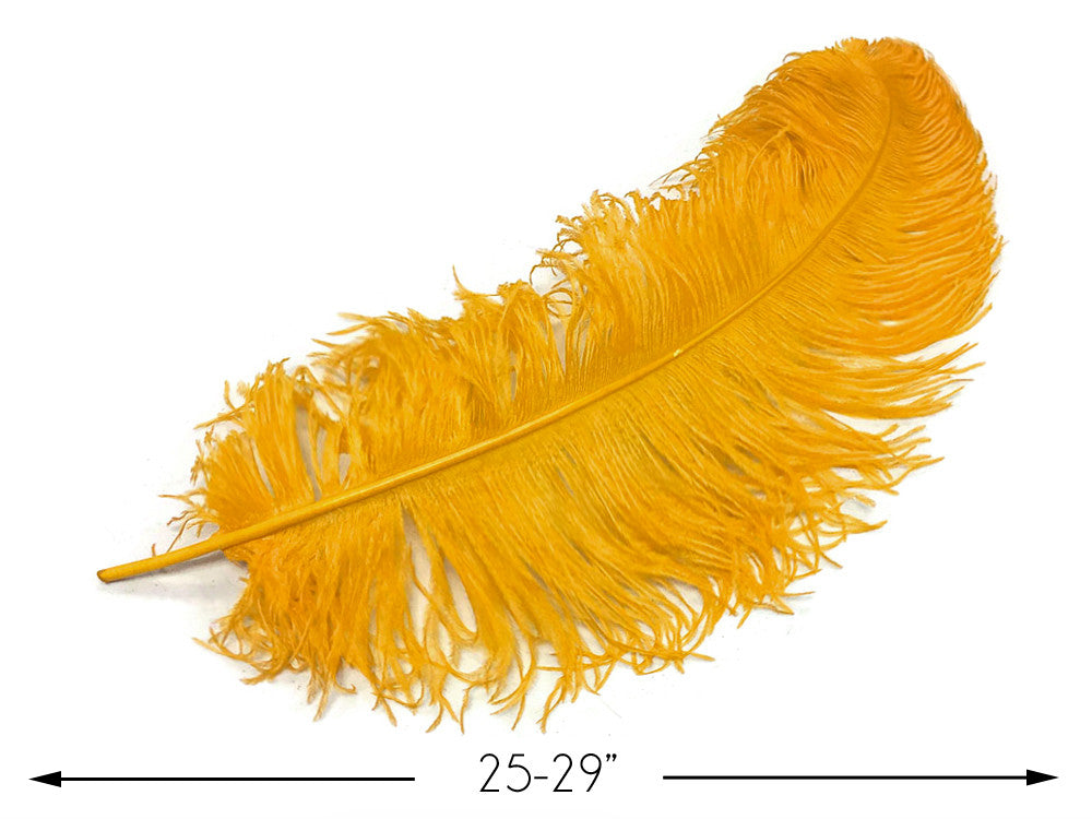 1/2 Lb. - 25-29" Golden Yellow Large Ostrich Wing Plume Wholesale Feathers (Bulk)