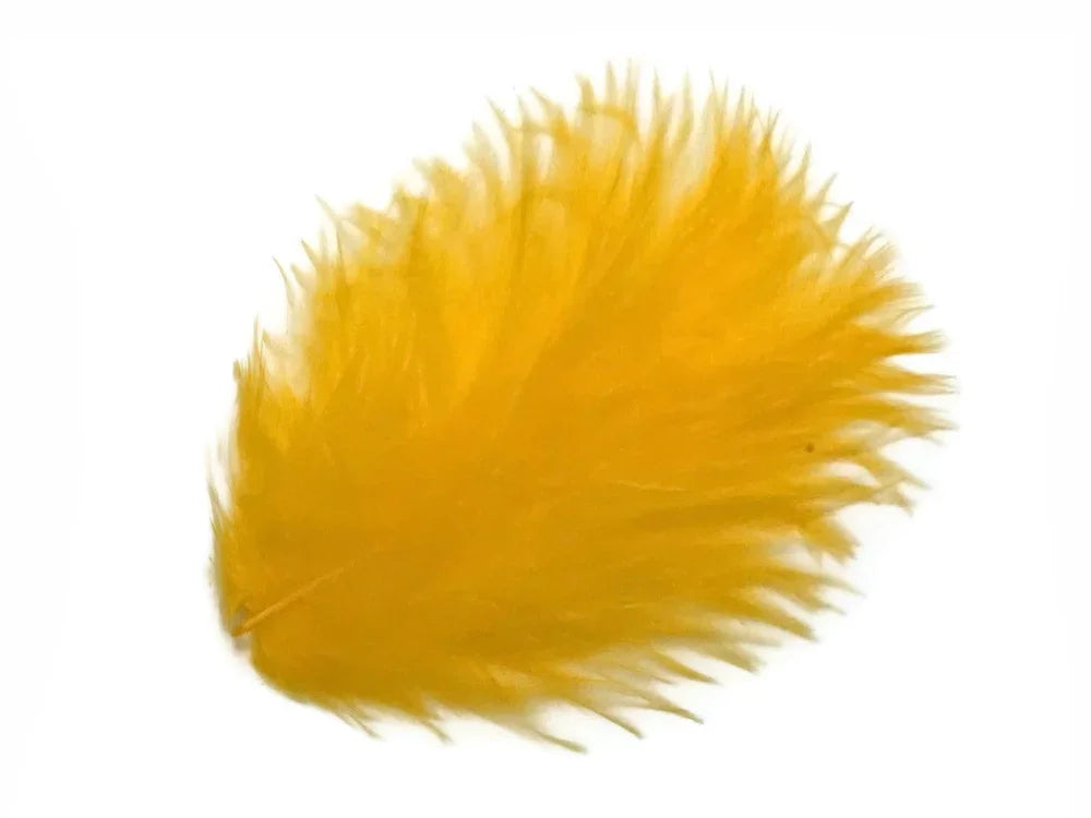 Vibrant yellow fluffy feather for DIY crafts and fashion accessories.