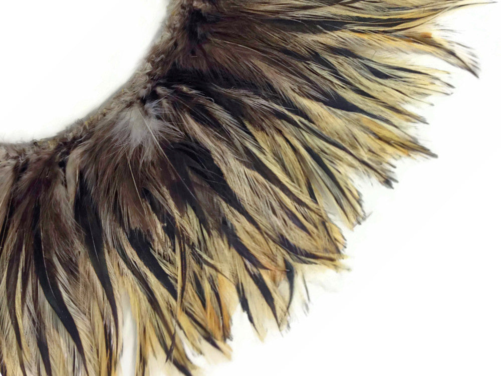 4 Inch Strip - Golden Badger Strung Rooster Neck Hackle Feathers