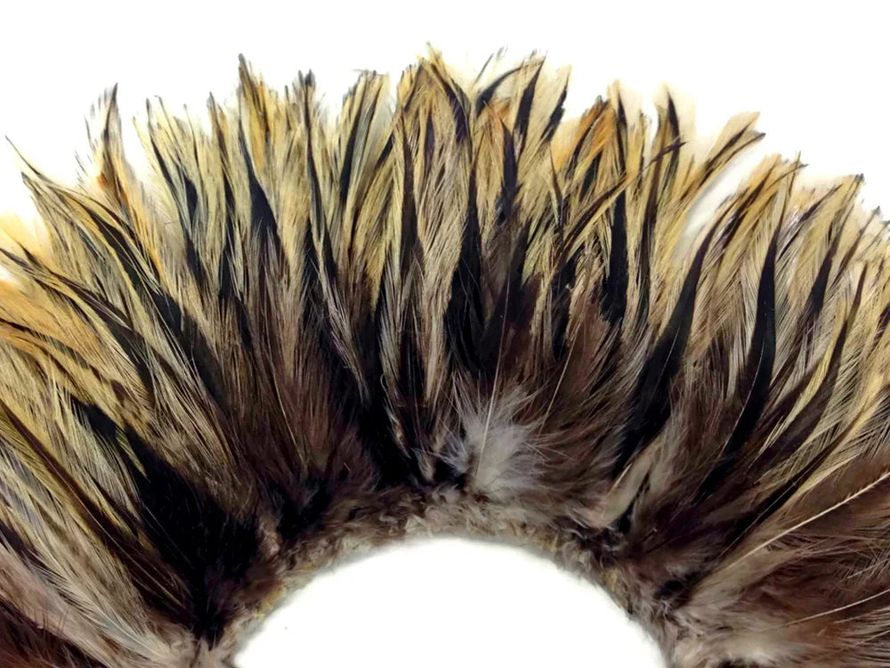 4 Inch Strip - Golden Badger Strung Rooster Neck Hackle Feathers