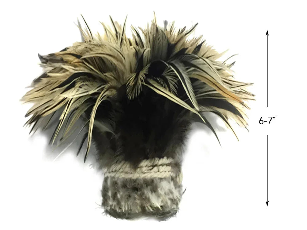 Natural cream and black decorative feathers for crafts, 6-7 inches long