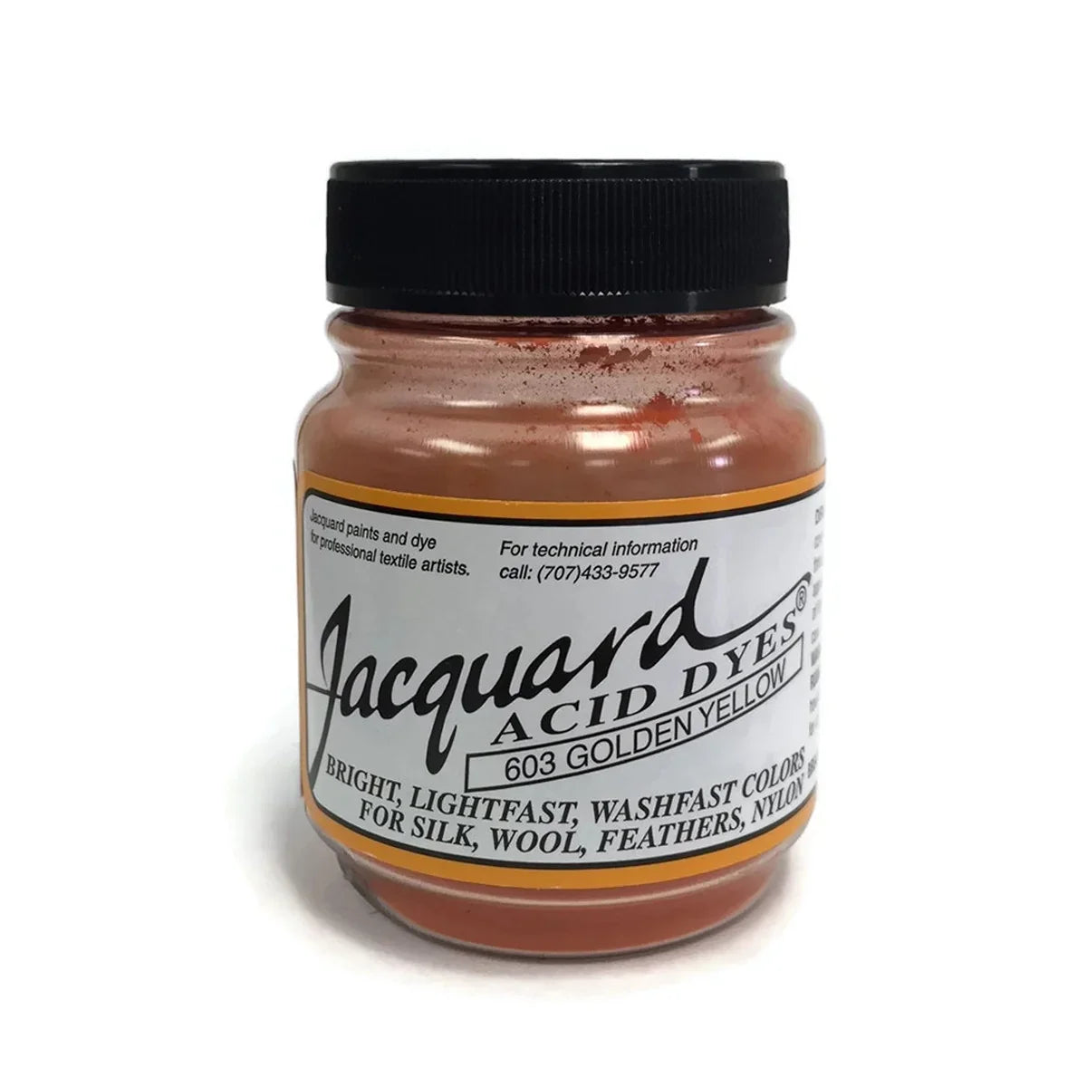 Jacquard Acid Dyes 603 Golden Yellow for silk, wool, and feathers.