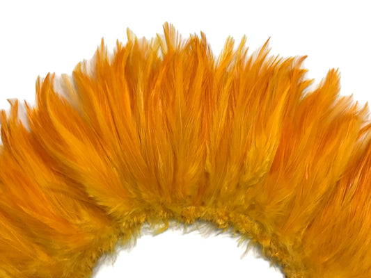 4 Inch Strip - Golden Yellow Strung Rooster Neck Hackle Feathers