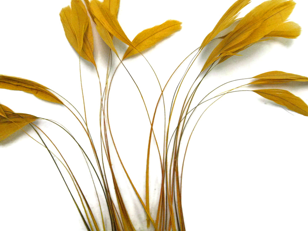 1 Yard - Gold Stripped Coque Tail Feathers Wholesale Trim (Bulk)
