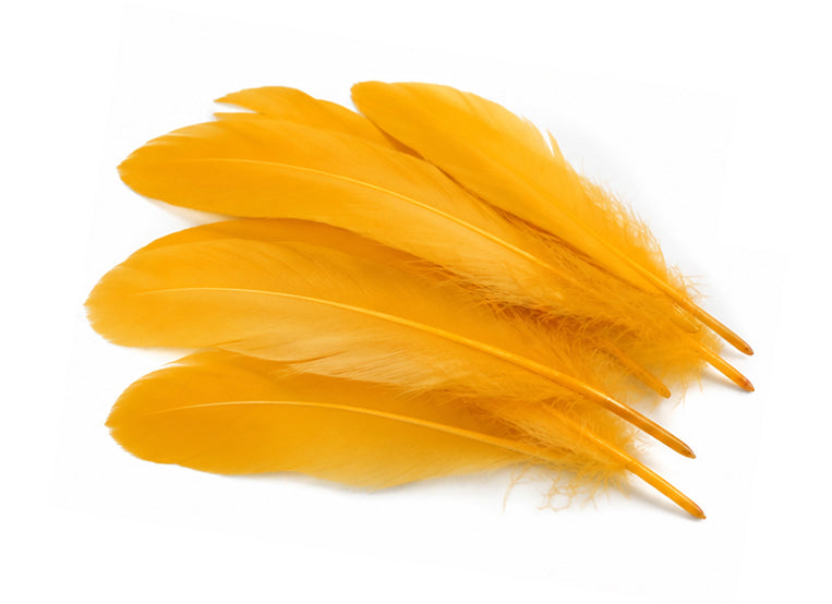 1/4 lbs. - Golden Yellow Goose Satinettes Pallet Soft Wing Quill Wholesale Feathers (Bulk)