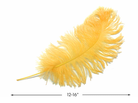 10 Pieces -  12-16" Golden Yellow Dyed Ostrich Tail Fancy Feathers
