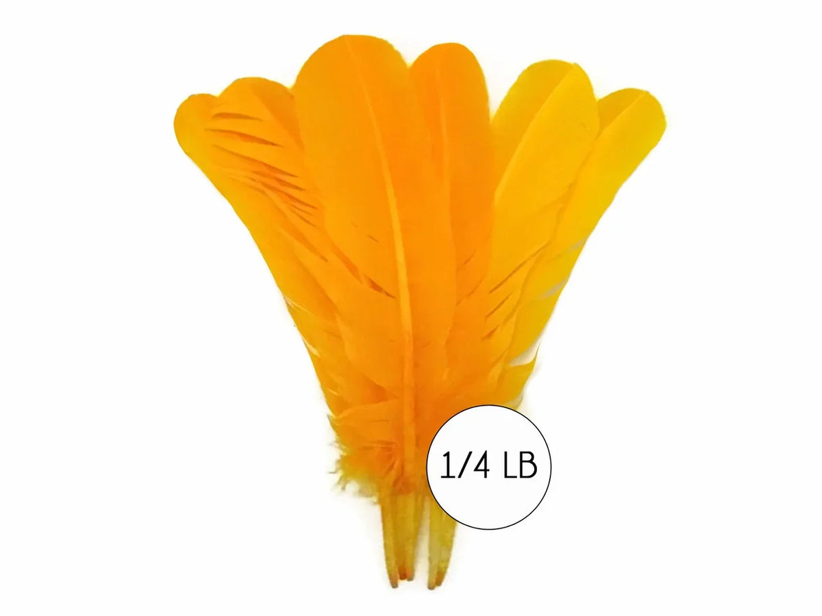 Vibrant orange craft feathers for DIY fashion and decor accessories.