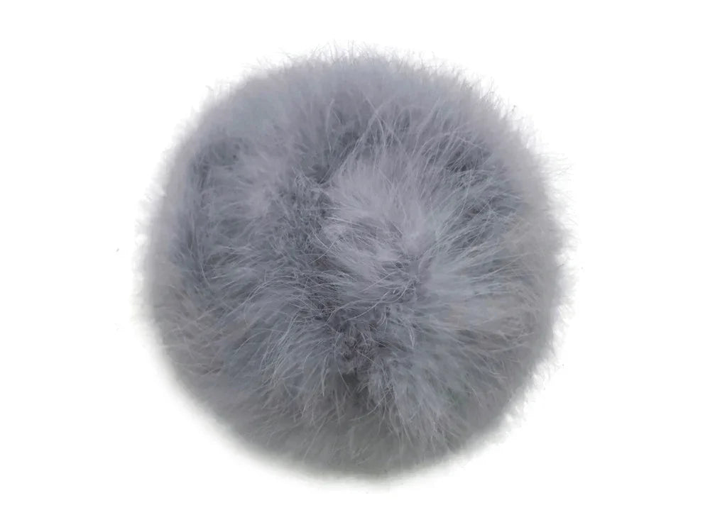 Fluffy grey faux fur pom pom for crafts and fashion accessories