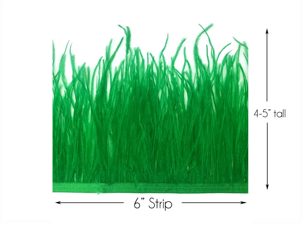 6 inch green feather trim strip, 4-5 inches tall for DIY crafts and fashion décor