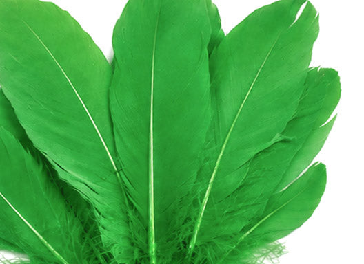 1/4 lbs. - Kelly Green Goose Satinettes Pallet Soft Wing Quill Wholesale Feathers (Bulk)
