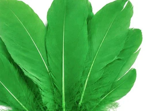1/4 lbs. - Kelly Green Goose Satinettes Pallet Soft Wing Quill Wholesale Feathers (Bulk)