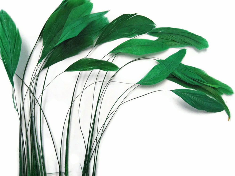 1 Yard - Kelly Green Stripped Coque Tail Feathers Wholesale Trim (Bulk)