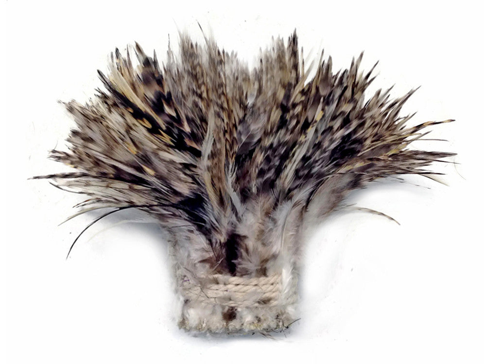1 Yard - 6-7" Natural Grey Chinchilla Strung Chinese Rooster Saddle Wholesale Feathers (Bulk)