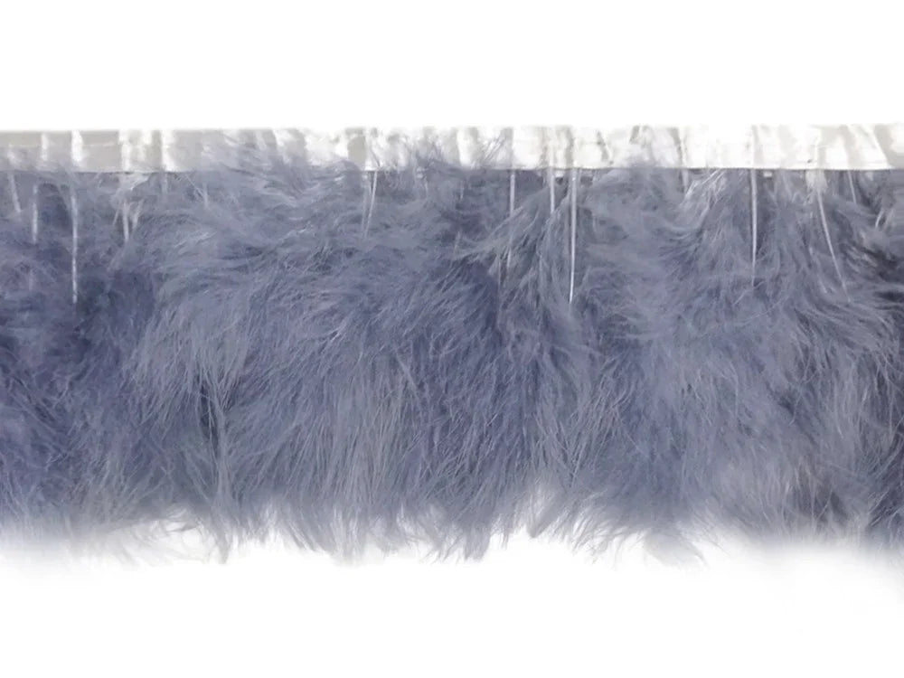 Soft grey feather boa trim for DIY crafts and fashion accessories.