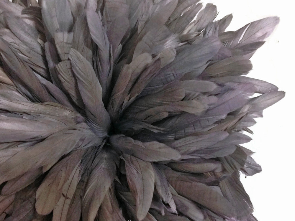 2.5 Inch Strip - Silver Gray Strung Natural Bleach And Dyed Coque Tails Feathers