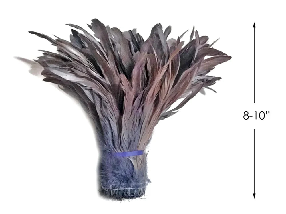 2.5 Inch Strip - 8-10" Silver Gray Strung Natural Bleach And Dyed Coque Tails Feathers
