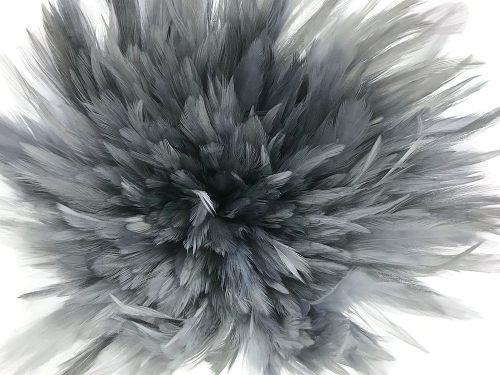 1 Yard – 4-6” Dyed Silver Gray Strung Chinese Rooster Saddle Wholesale Feathers (Bulk)