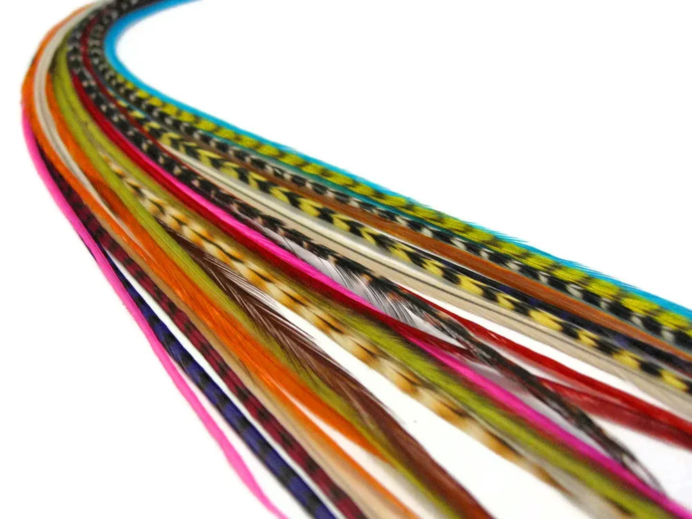 Assorted colorful craft feathers in vibrant shades for fashion and DIY decor.
