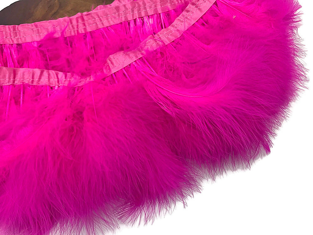 1 Yard - Hot Pink Marabou Turkey Fluff Feather Fringe Trim