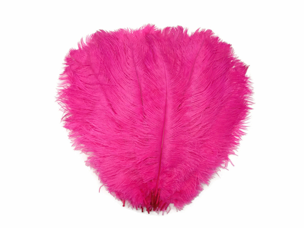 10 Pieces - 14-17" Hot Pink Ostrich Dyed Drab Body Feathers
