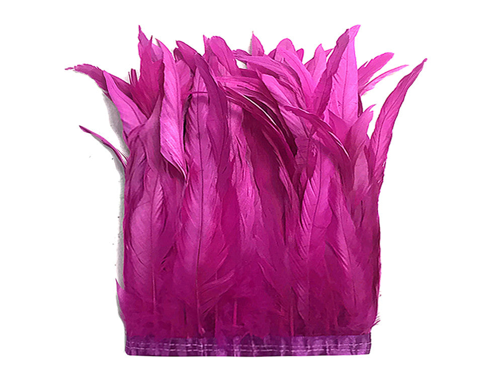 1 Yard - 10-12" Hot Pink Bleach Coque Tails Long Feather Trim (Bulk)