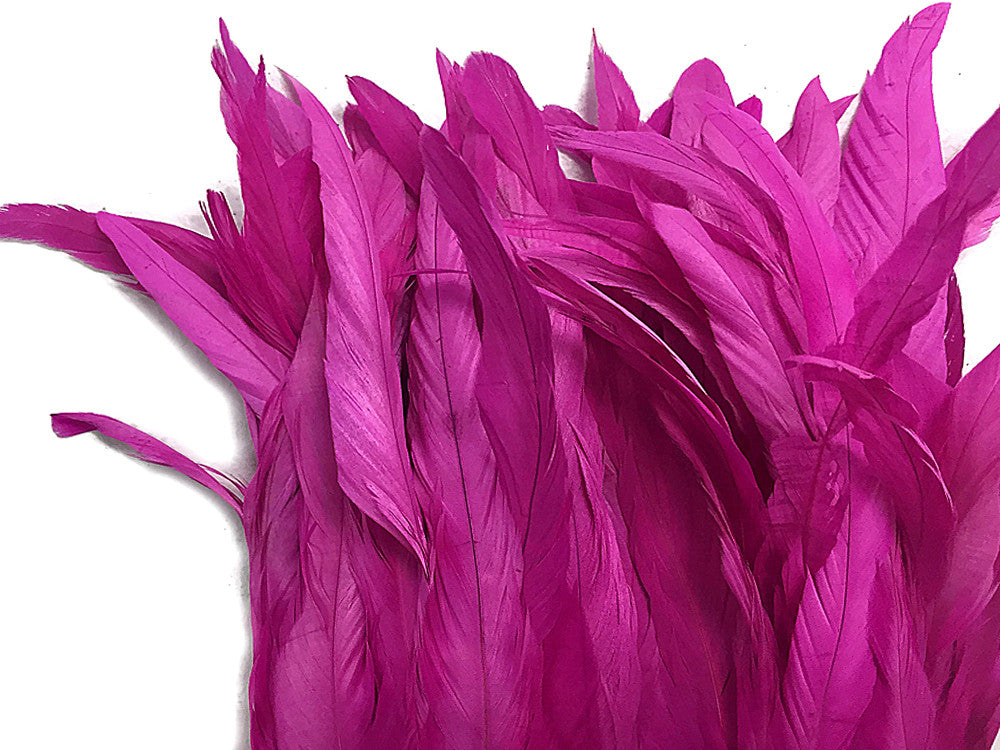 1 Yard - 10-12" Hot Pink Bleach Coque Tails Long Feather Trim (Bulk)