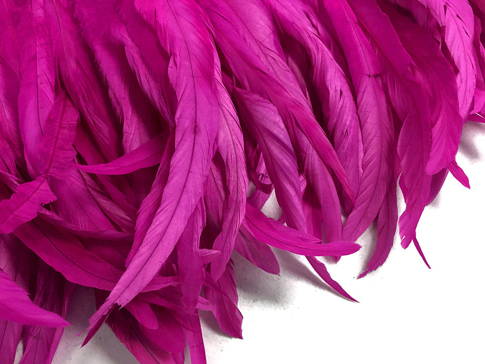 1 Yard - 10-12" Hot Pink Bleach Coque Tails Long Feather Trim (Bulk)