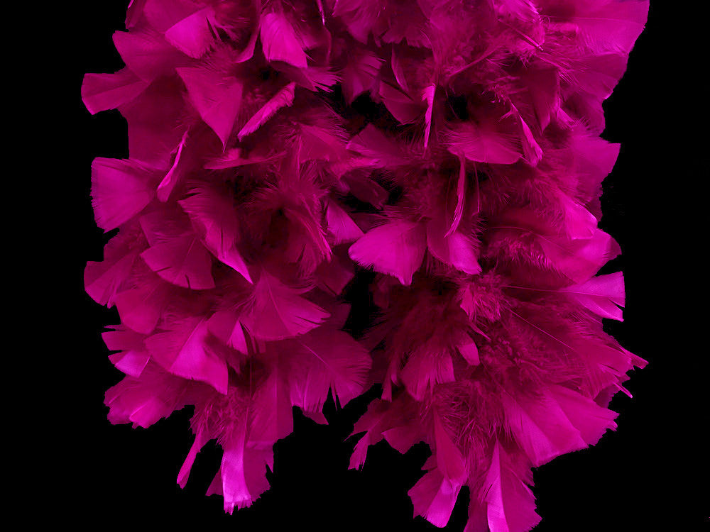 2 Yards - Hot Pink Heavy Weight Turkey Flat Feather Boa, 150 Gram