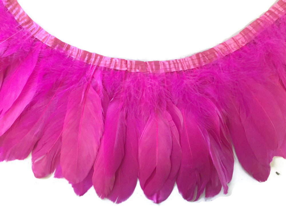 1 Yard - Hot Pink Goose Pallet Parried Dyed Feather Trim