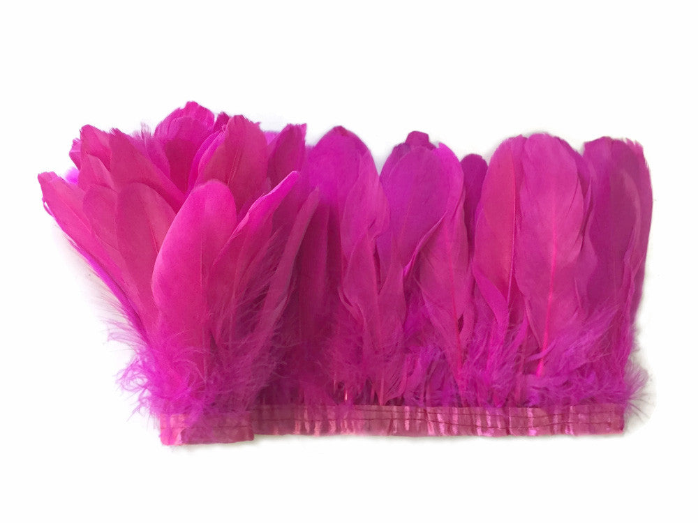 1 Yard - Hot Pink Goose Pallet Parried Dyed Feather Trim