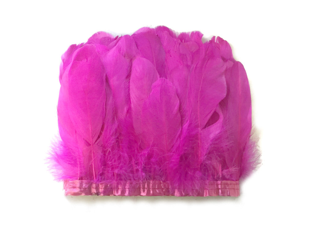 1 Yard - Hot Pink Goose Pallet Parried Dyed Feather Trim