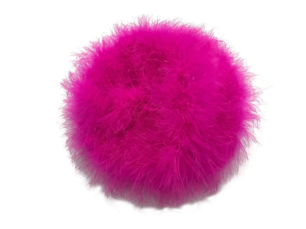 Vibrant hot pink fluffy feather pom pom for DIY crafts and fashion accessories