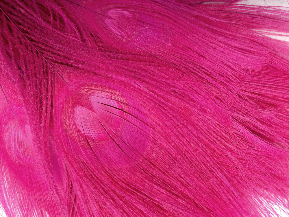 50 Pieces - 30-35" Hot Pink Bleached & Dyed Peacock Tail Eye Wholesale Feathers (Bulk)