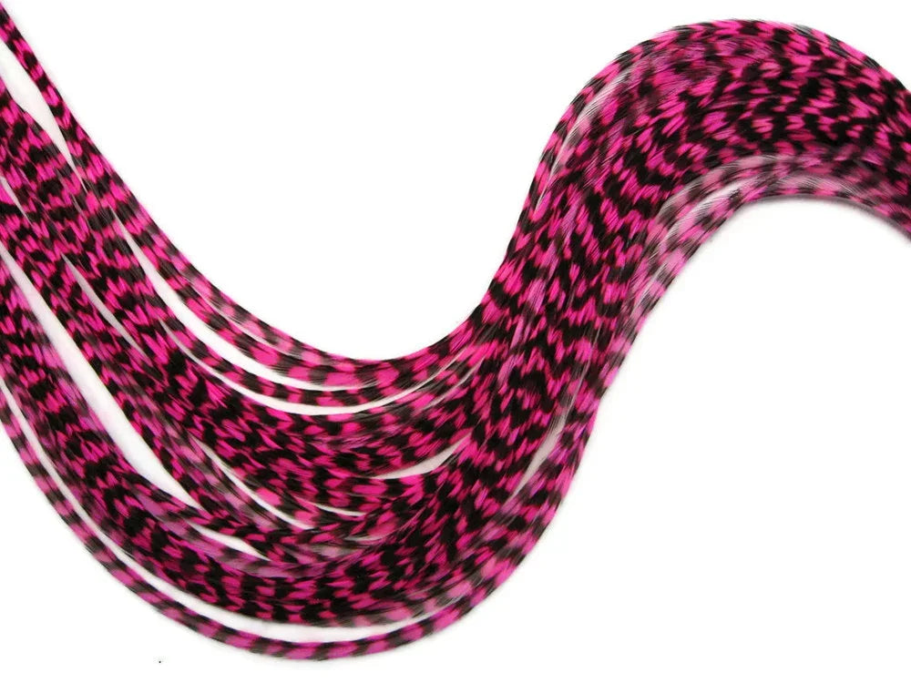 Pink and black variegated synthetic hair extensions for DIY crafts and fashion.