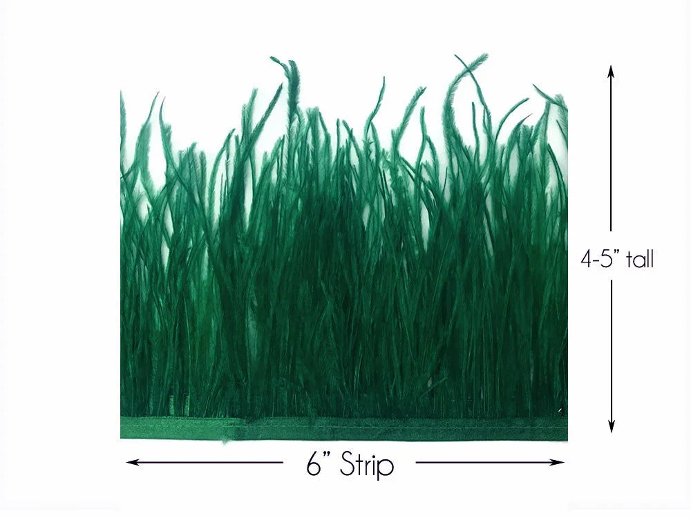 6-inch emerald green feather strip, 4-5 inches tall for DIY crafts and fashion décor