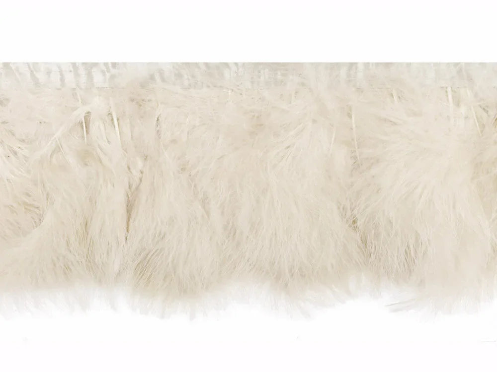 Creamy white ostrich feather boa for fashion and DIY craft decor.