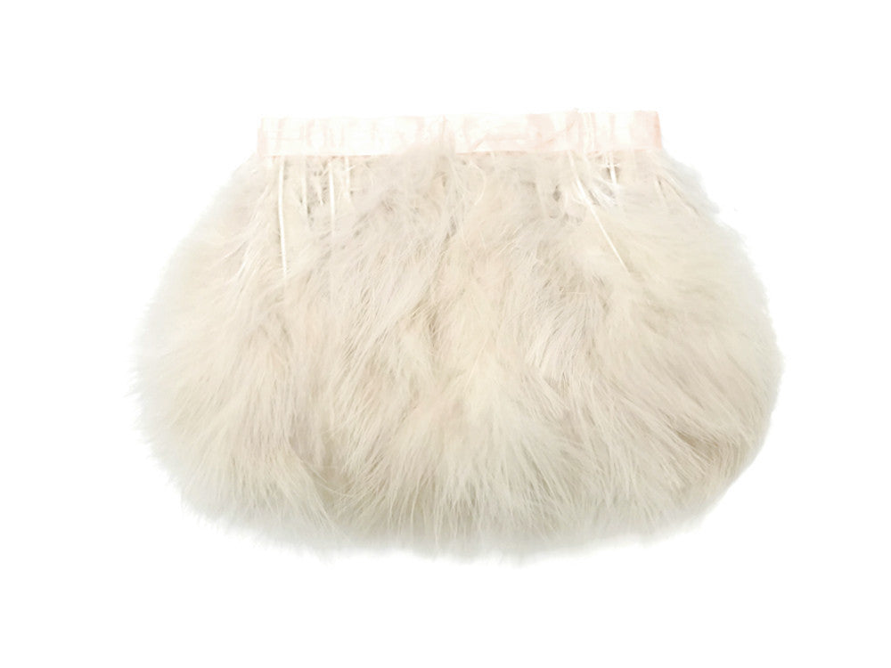 1 Yard - Ivory Marabou Turkey Fluff Feather Fringe Trim