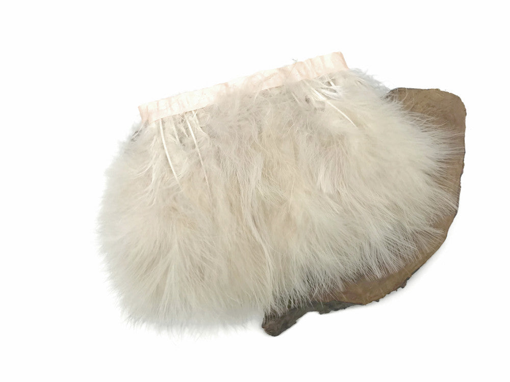 1 Yard - Ivory Marabou Turkey Fluff Feather Fringe Trim