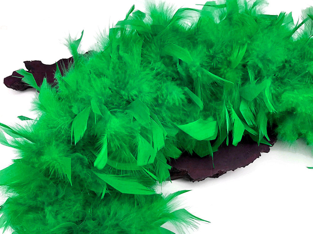 2 Yards - Kelly Green Heavy Weight Chandelle Feather Boa | 80 Gram