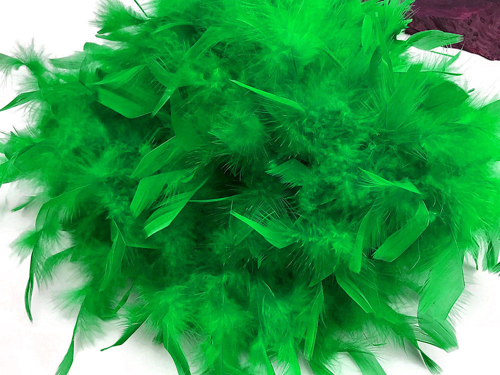 2 Yards - Kelly Green Heavy Weight Chandelle Feather Boa | 80 Gram
