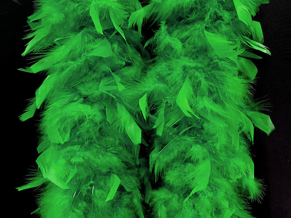 2 Yards - Kelly Green Heavy Weight Chandelle Feather Boa | 80 Gram