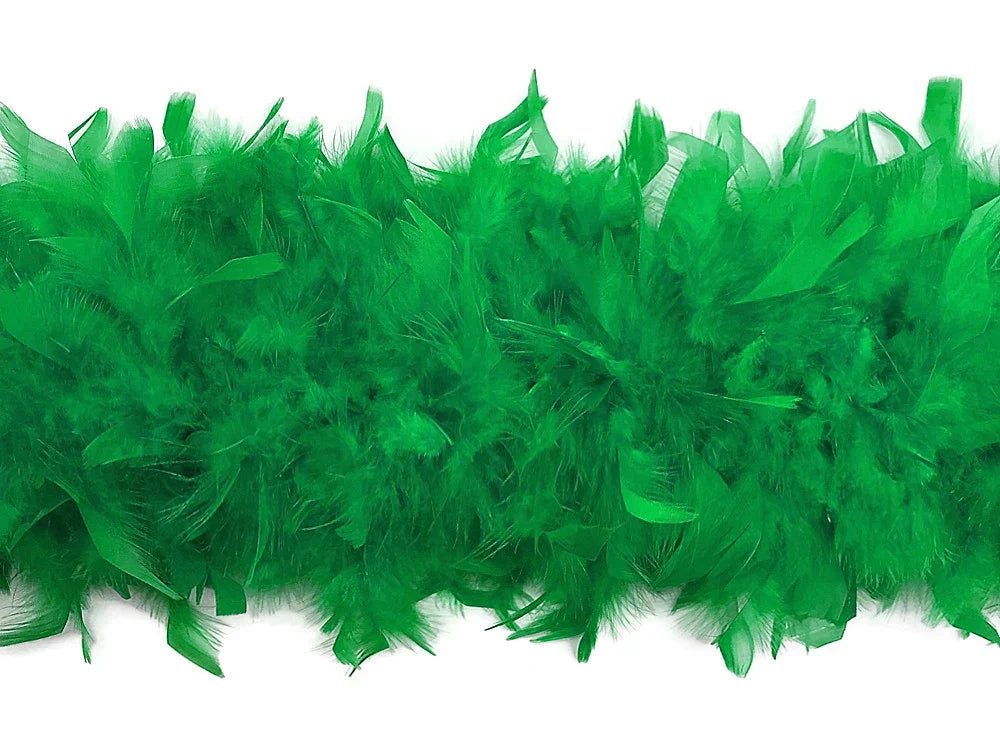 Vibrant green feather boa for fashion accessories and DIY crafts.