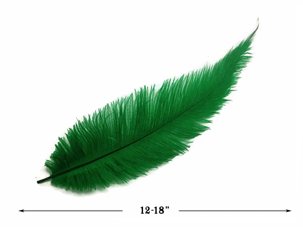 Vibrant green feather for crafts and fashion decor, 12-18 inches long.