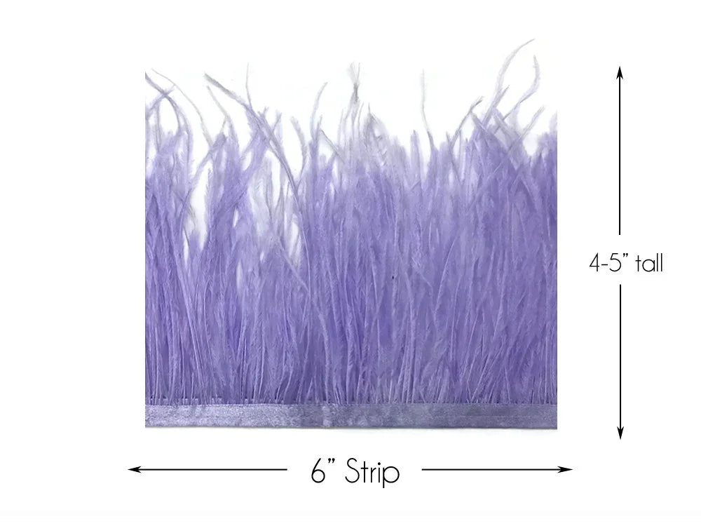 6-inch purple feather trim strip, 4-5 inches tall for DIY crafts and fashion decor.