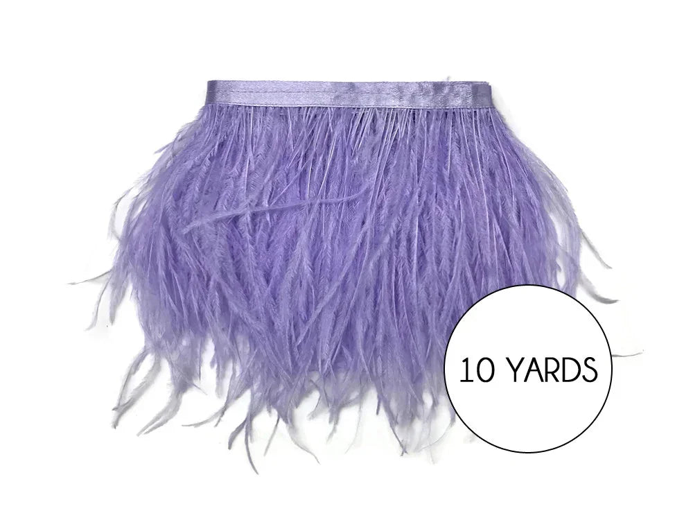 10 yards of lavender purple ostrich feather trim for fashion and DIY crafts