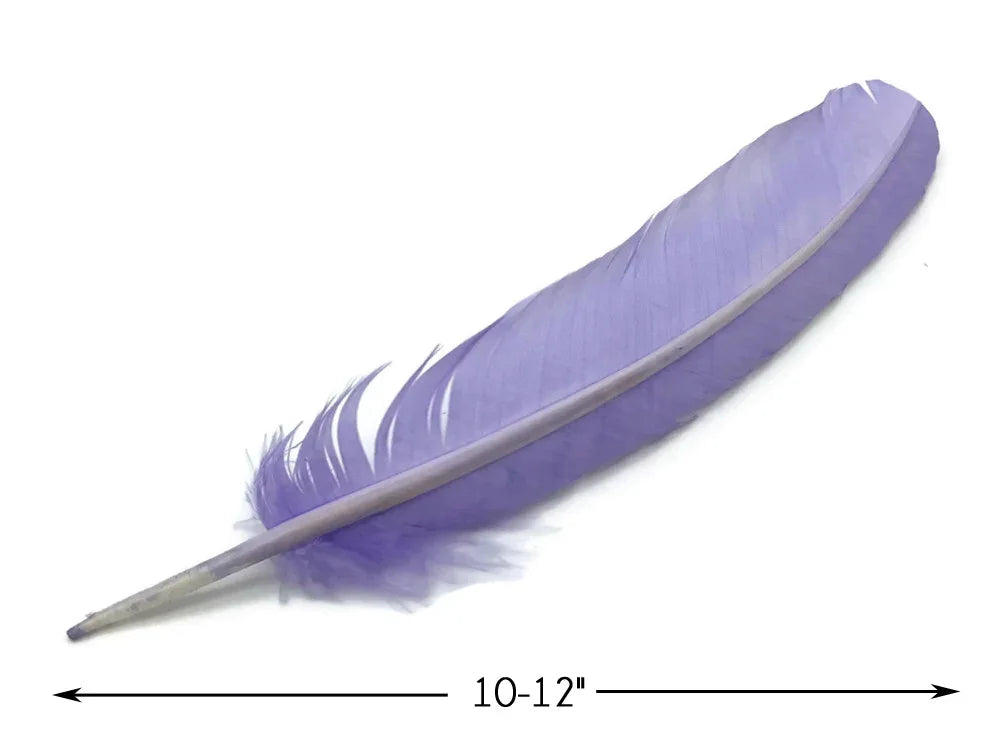 Single 10-12 inch lavender purple feather for DIY crafts and fashion decor.