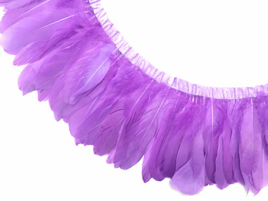 1 Yard - Lavender Goose Pallet Parried Dyed Feather Trim